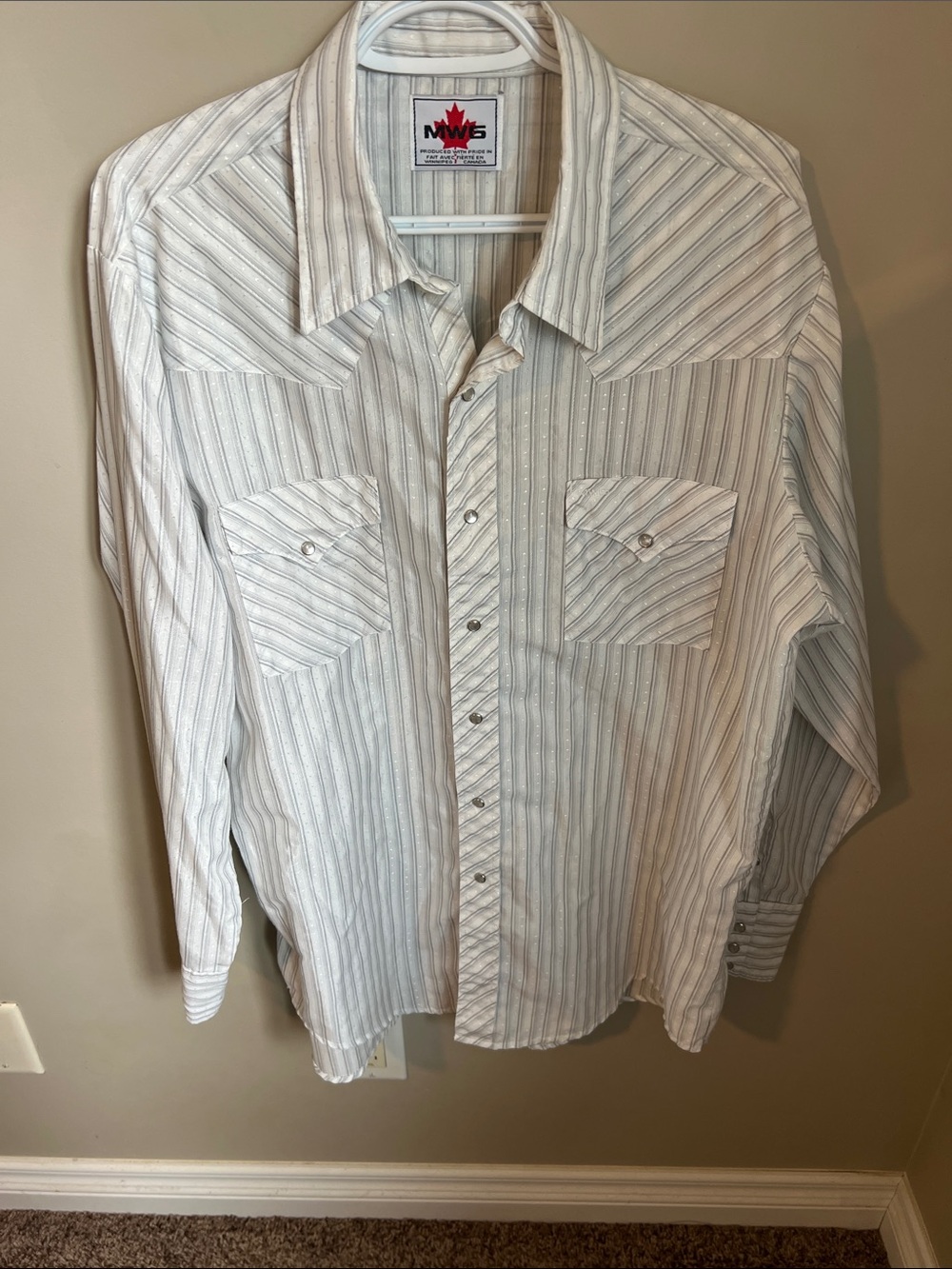 Vintage MWG Western Pearl Snap Shirt - Made in Canada - Striped Cowboy Rodeo